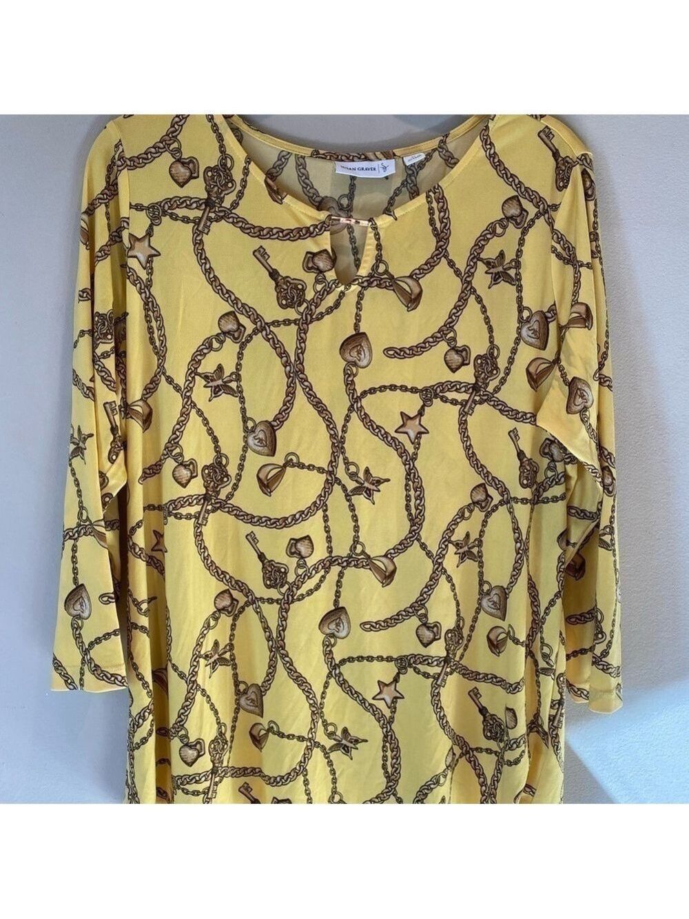 Susan Graver Yellow Nautical Design Top M